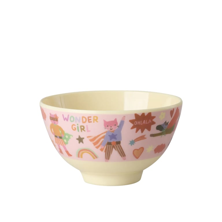 Rice Melamin Kleine Kinderschüssel Hero Print, pink
