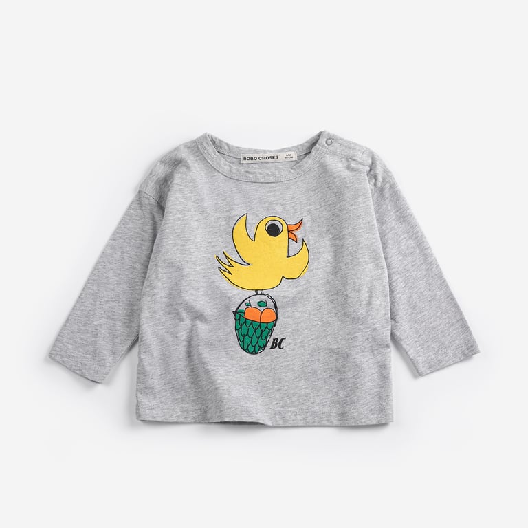 Bobo Choses Longsleeve Shirt Flying Oranges, heather grey