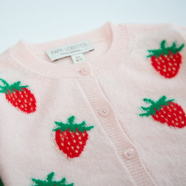 Papa Lobster Cardigan Strickjacke Strawberry, rosé + mehrfarbig 1