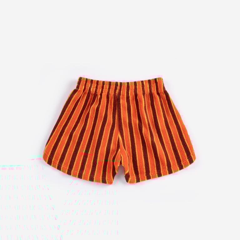 Bobo Choses Frottee Shorts Striped Brick, orange 1