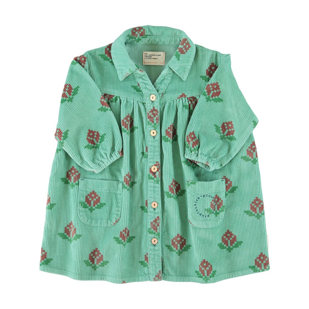 Piupiuchick Kurzes Kleid, green mit big flowers