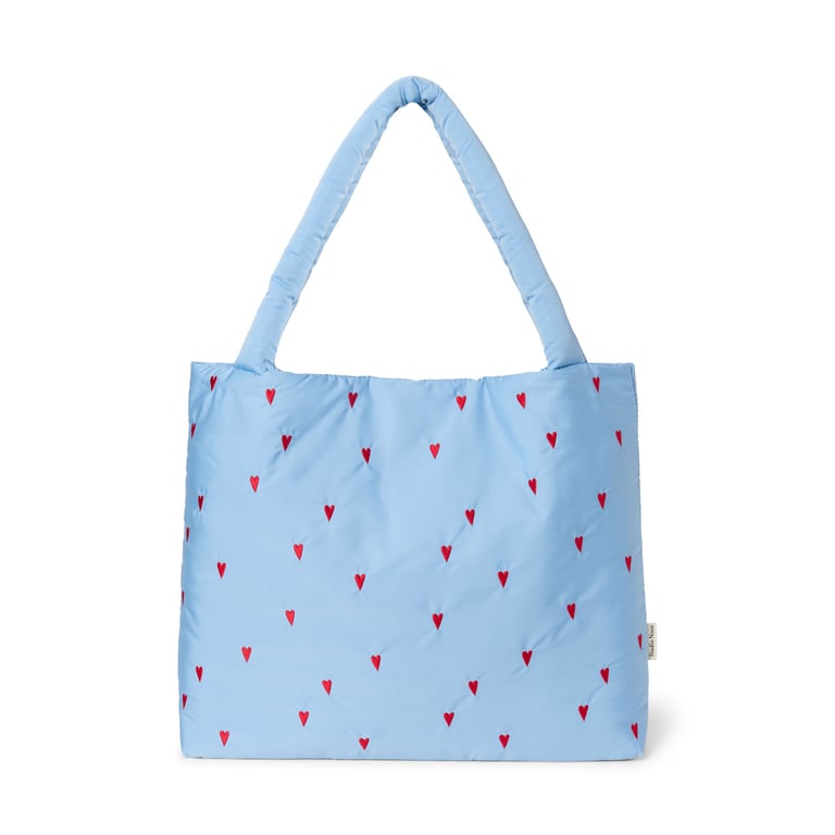 Studio Noos Puffy Mom-bag Light Blue Hearts