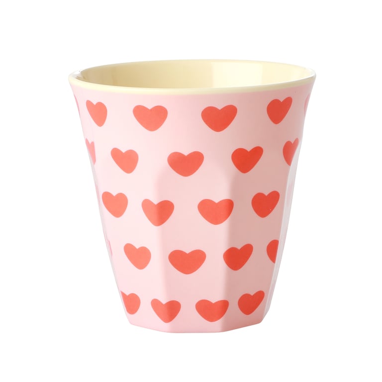 Rice Melamin Medium Becher Sweet Hearts Print, hellrosa