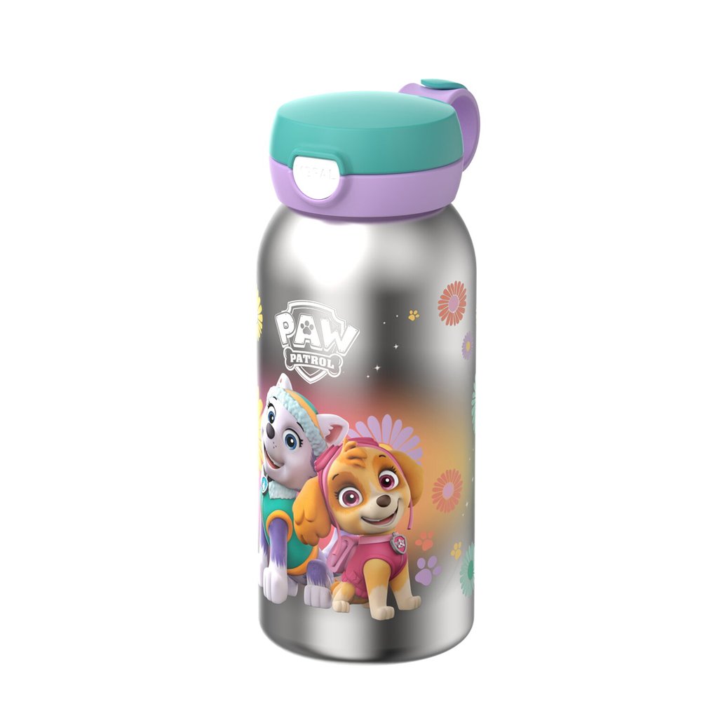 Mepal Edelstahl Trinkflasche Campus mit Klappdeckel 600 ml, Paw Patrol Girls