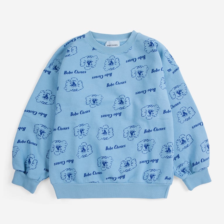 Bobo Choses Kinder Sweatshirt Pickles The Dog all over, prussian blue