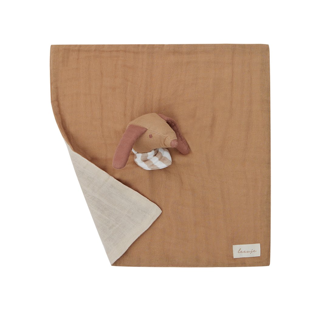 Leevje Musselin Kuscheltuch Little Dog, Hazelnut
