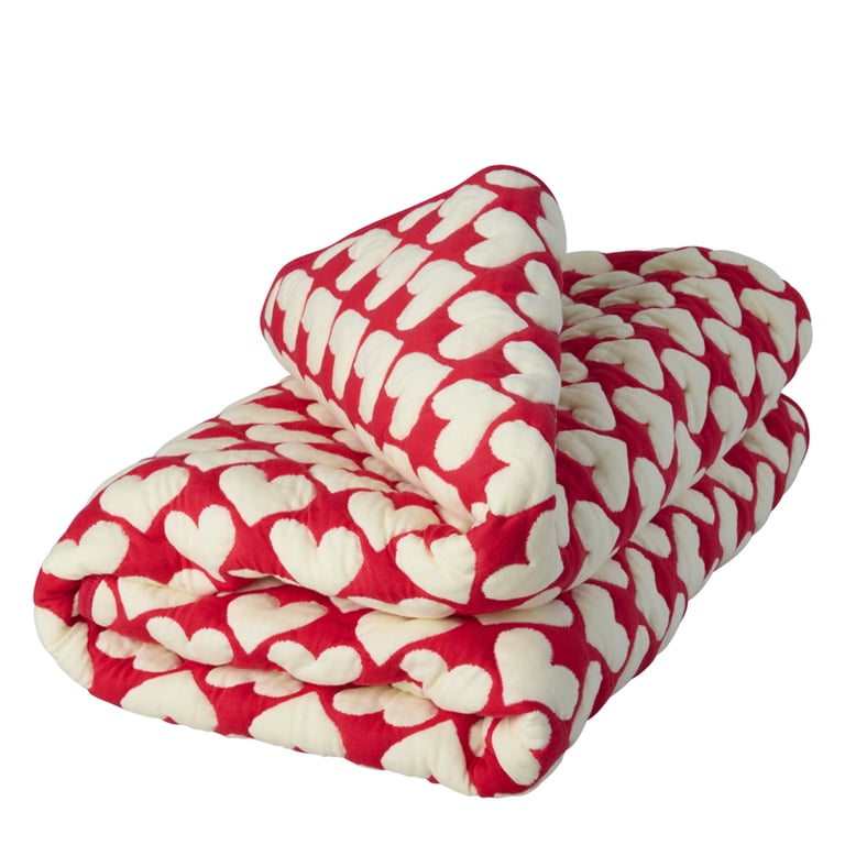 Rice Baumwoll-Steppdecke groß mit Herzmuster