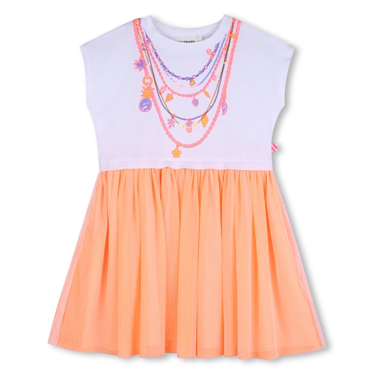 Billieblush Two-Tone Kleid mit Glitzer-Tüllrock, white