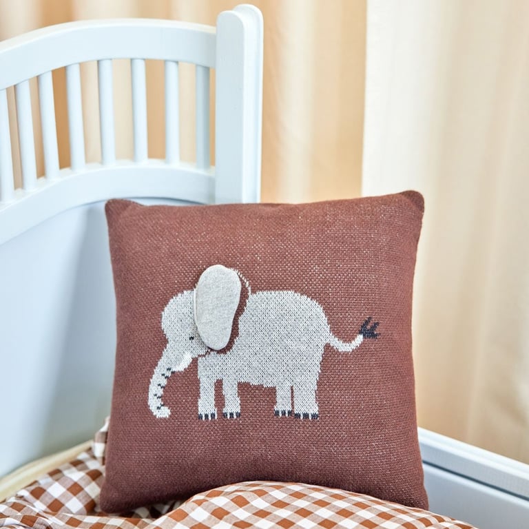 Rice Kleines Elefantenkissen, braun 1