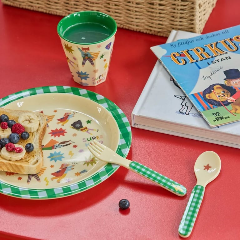 Rice Melamin Lunch Kinderteller Hero Print, green 1