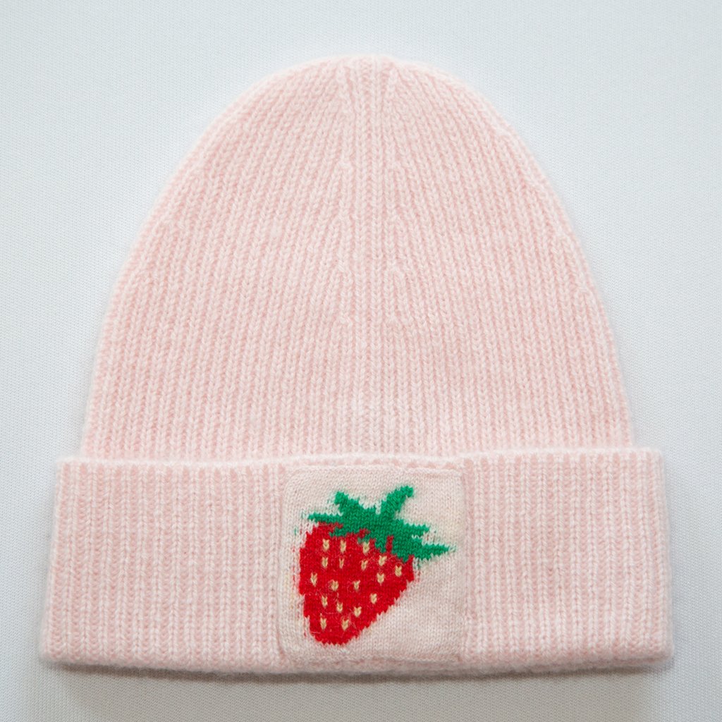 Papa Lobster Kaschmir Mütze Strawberry, rosé + mehrfarbig