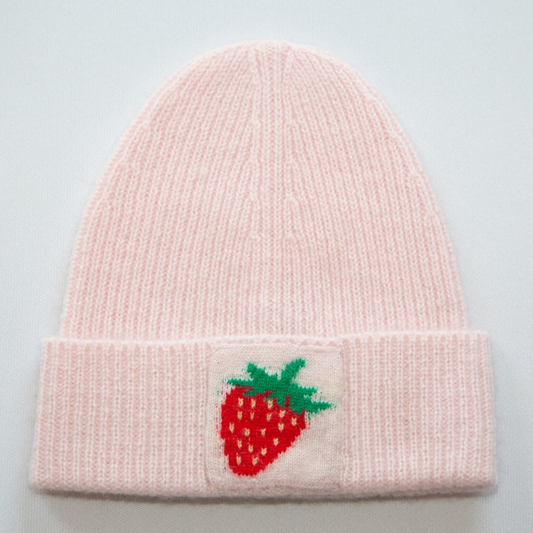 Papa Lobster Kaschmir Mütze Strawberry, rosé + mehrfarbig