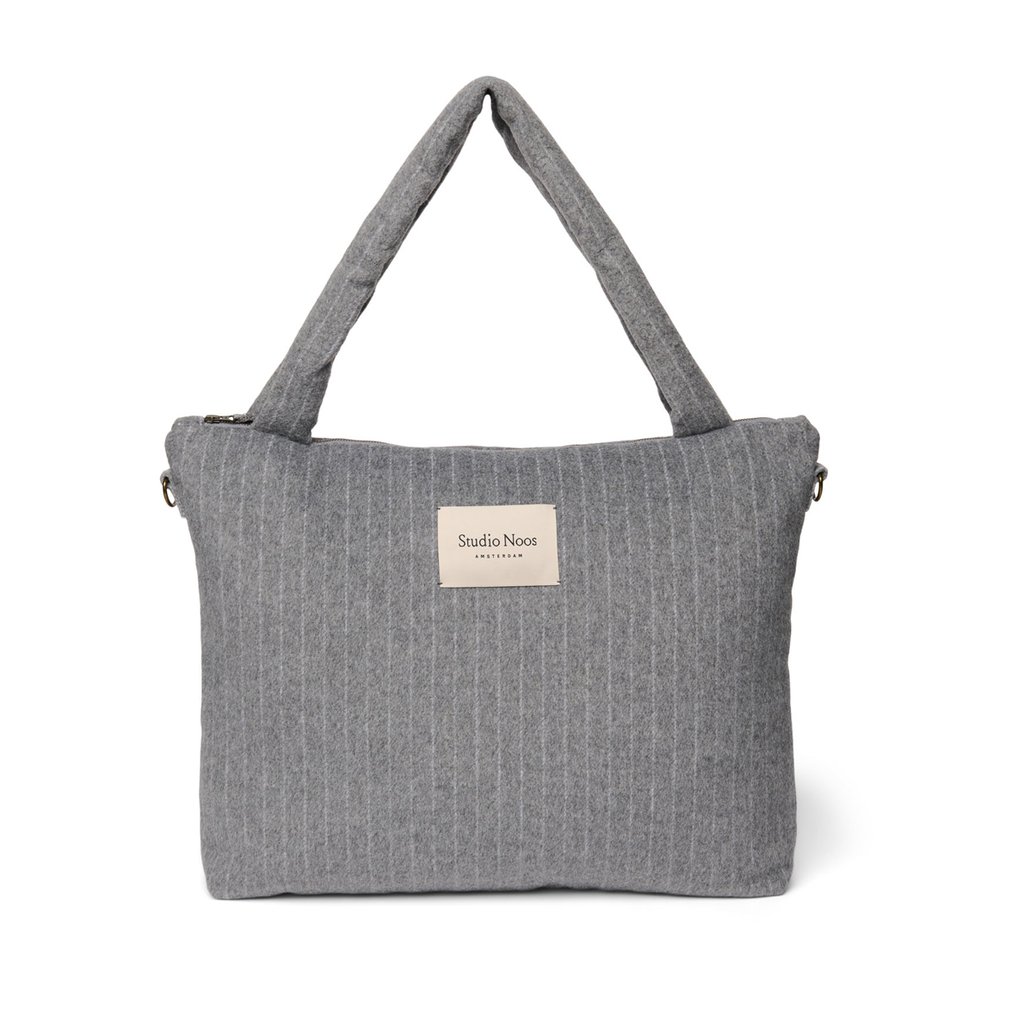 Studio Noos Flannel Chalkstripe Wickeltasche, Light Grey