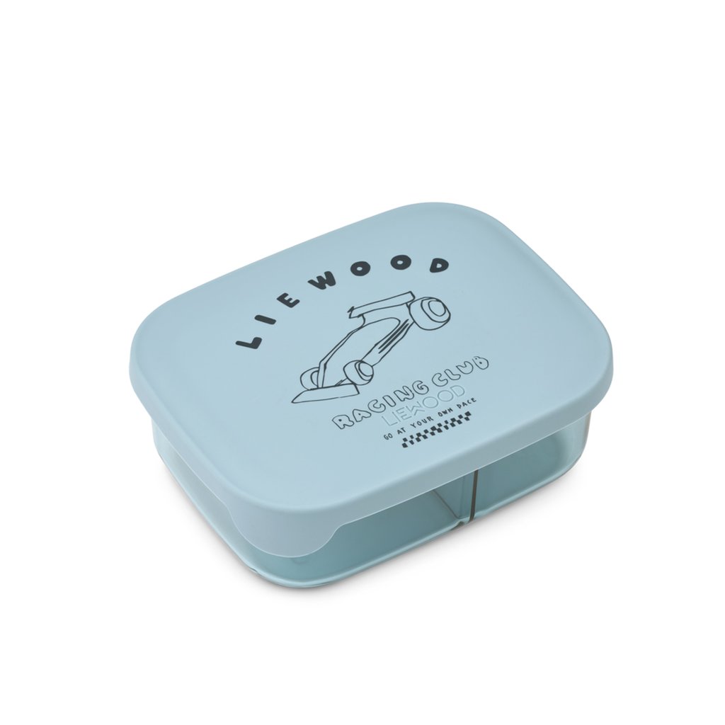 Liewood Lunchbox Arthur Tritan, Race cars/ Beach blue
