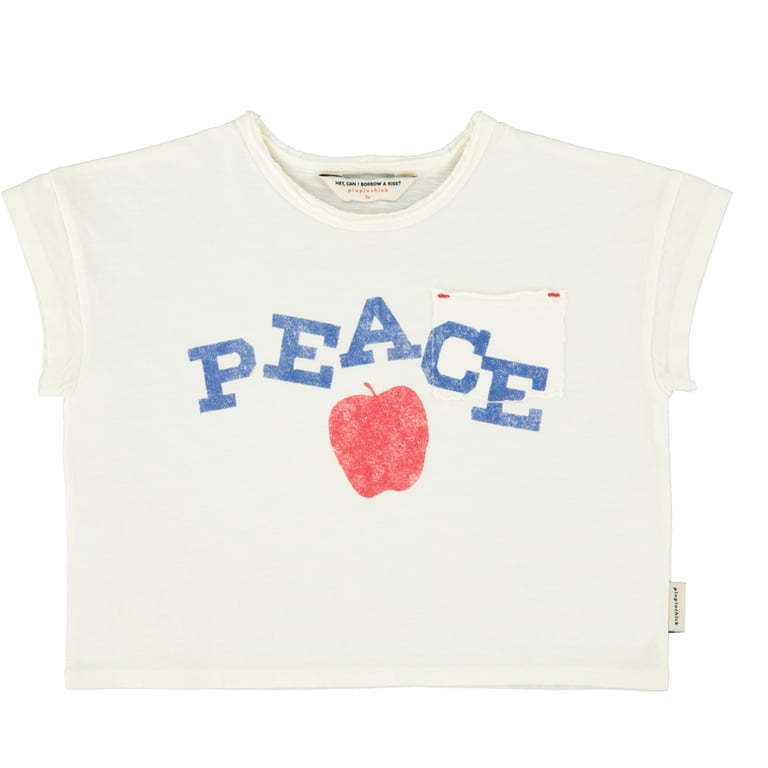 Piupiuchick T-Shirt, ecru mit peace print