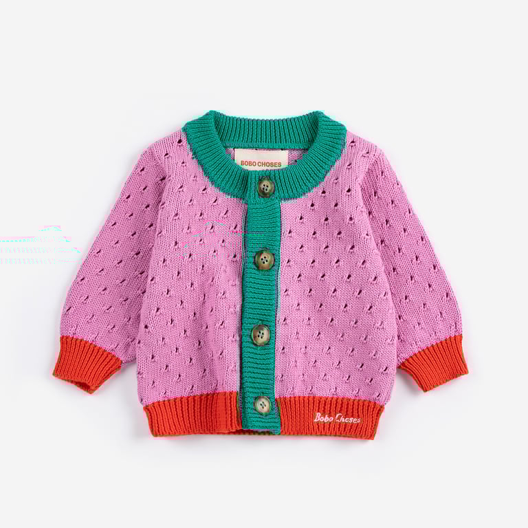 Bobo Choses Cardigan Strickjacke Color Block open work, multicolor