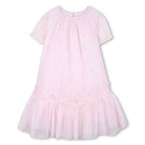 Billieblush Kleid aus Plumetis-Tüll mit Pailletten-Volant, rosé