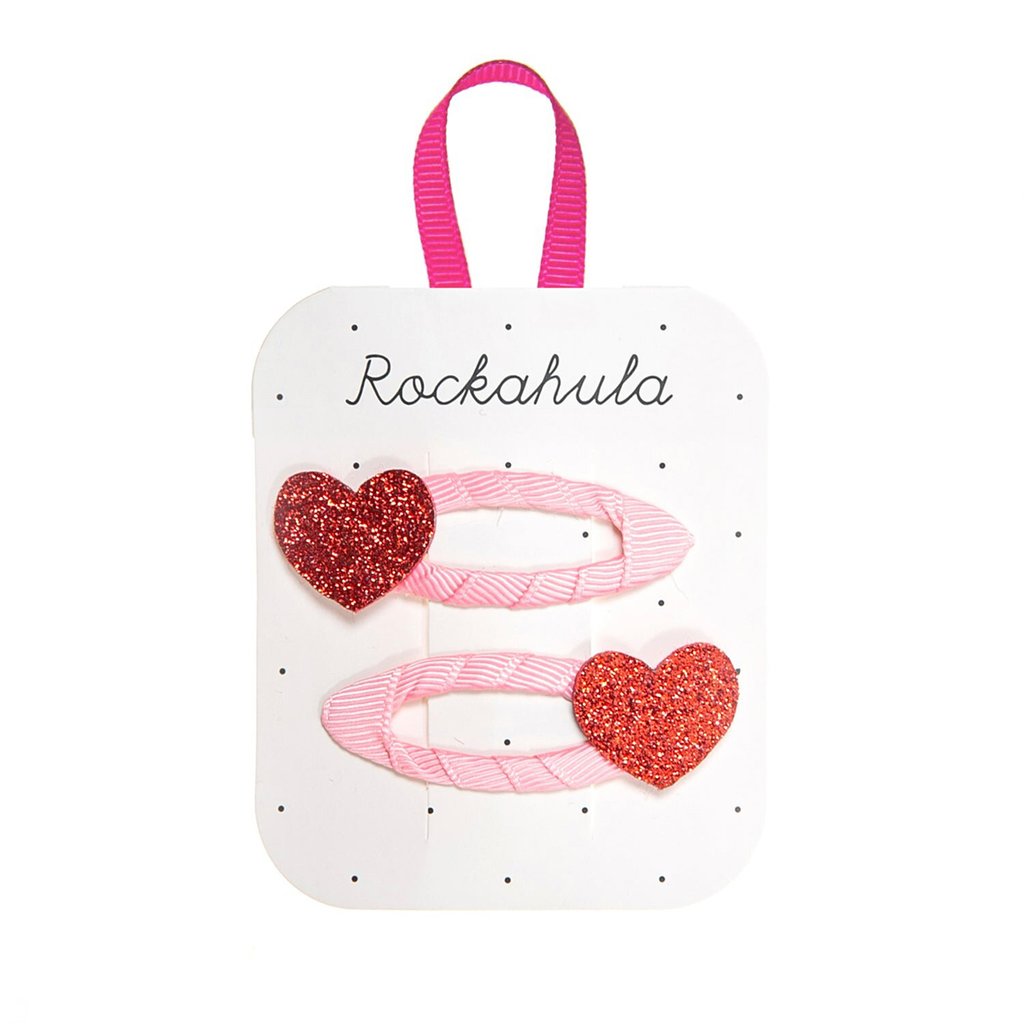 Rockahula Kids Haarclips Love Heart Glitter Clips, red