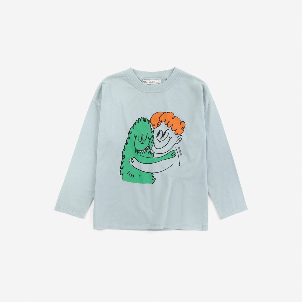 Bobo Choses T-Shirt Hug Hairy Monster, light blue