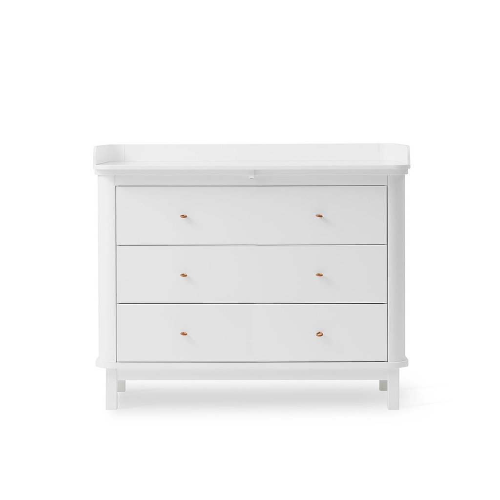 Oliver Furniture Wood Wickelkommode, 3 Schubladen mit Wickelplatte groß, weiß