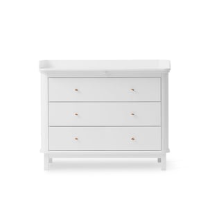 Oliver Furniture Wood Wickelkommode, 3 Schubladen mit Wickelplatte groß, weiß