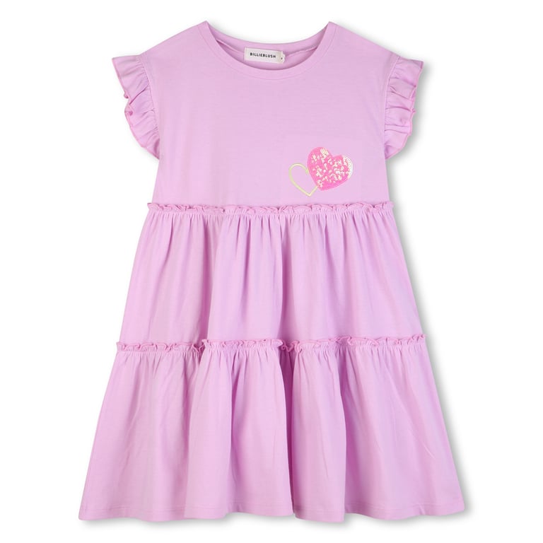 Billieblush Jersey-Kleid mit Rüschen & Paillettenherz, pink