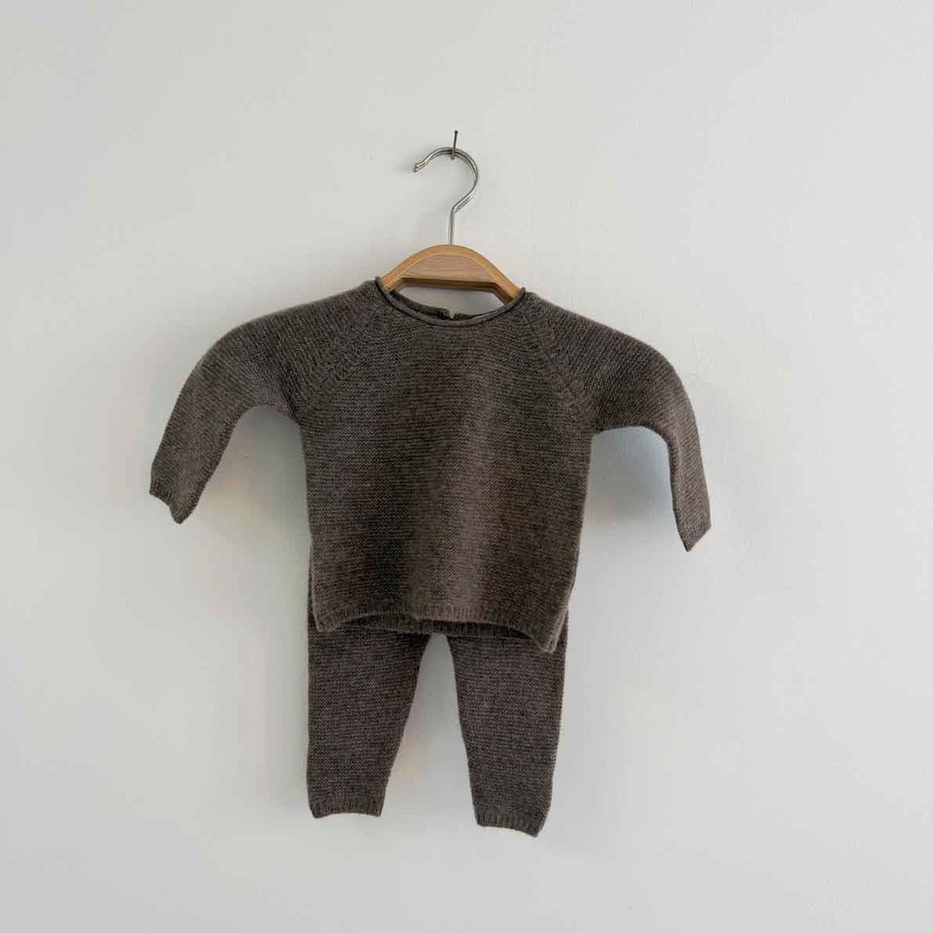Papa Lobster Kaschmir Babyset Anouk (Pulli & Hose) schoko mélange (Größe 62)