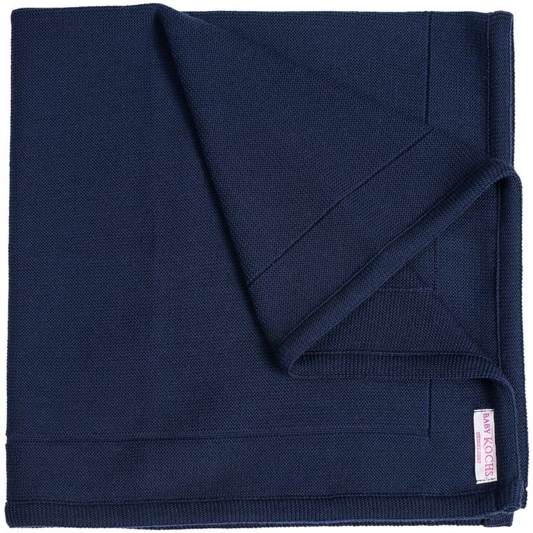 Baby Kochs Exklusiv Babydecke in Merinowolle marine
