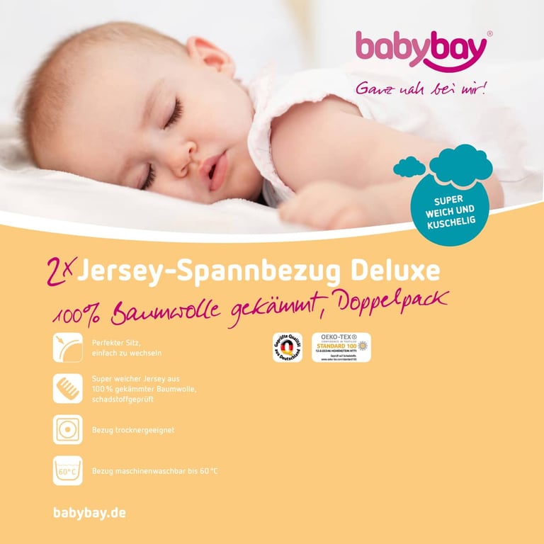 Babybay Jersey Spannbetttuch Doppelpack passend für Modell Original, weiß 2