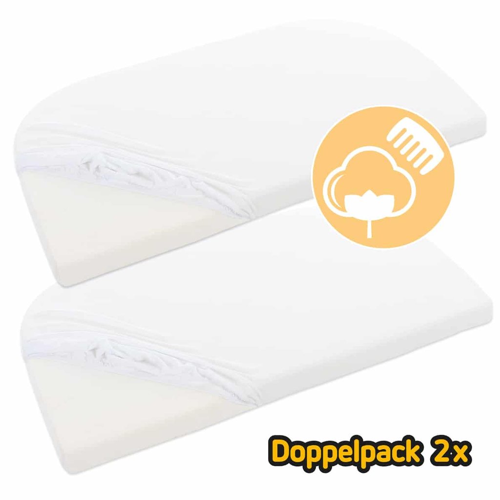 Babybay Jersey Spannbetttuch Doppelpack passend für Modell Boxspring, weiß