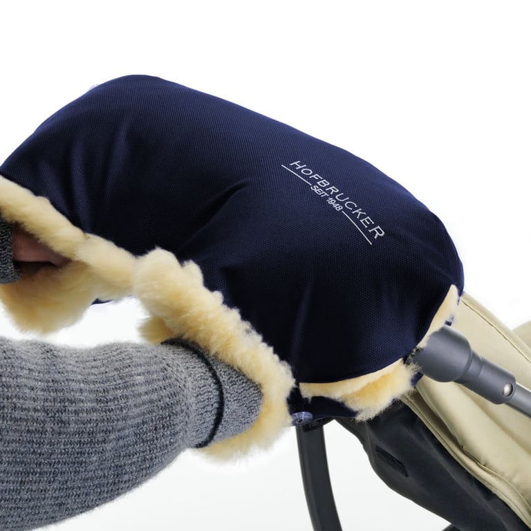 Hofbrucker Lammfellhandwärmer für Kinderwagen marine