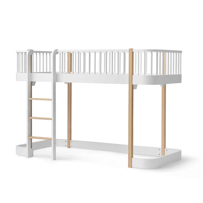 Oliver Furniture Wood Halbhohes Hochbett Leiter vorne weiß/eiche neue Höhe 138 cm