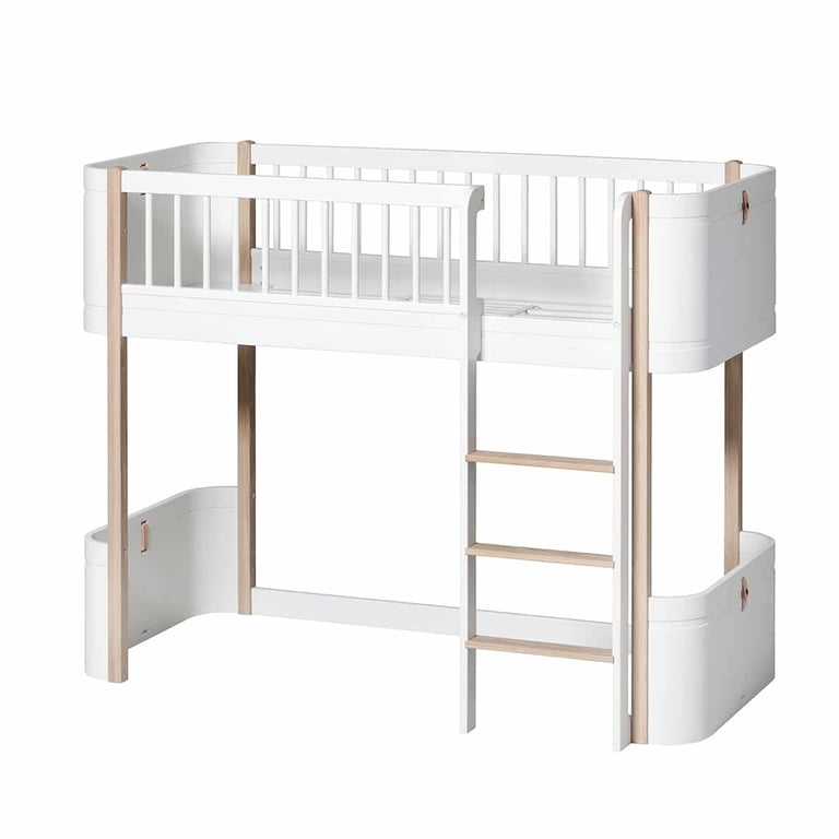 Oliver Furniture Wood Mini+ halbhohes Hochbett weiss-eiche