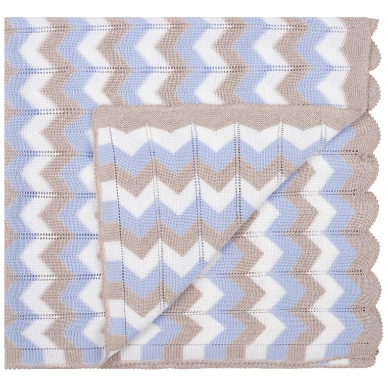 Frilo Babydecke Zick-Zack-Muster hellblau