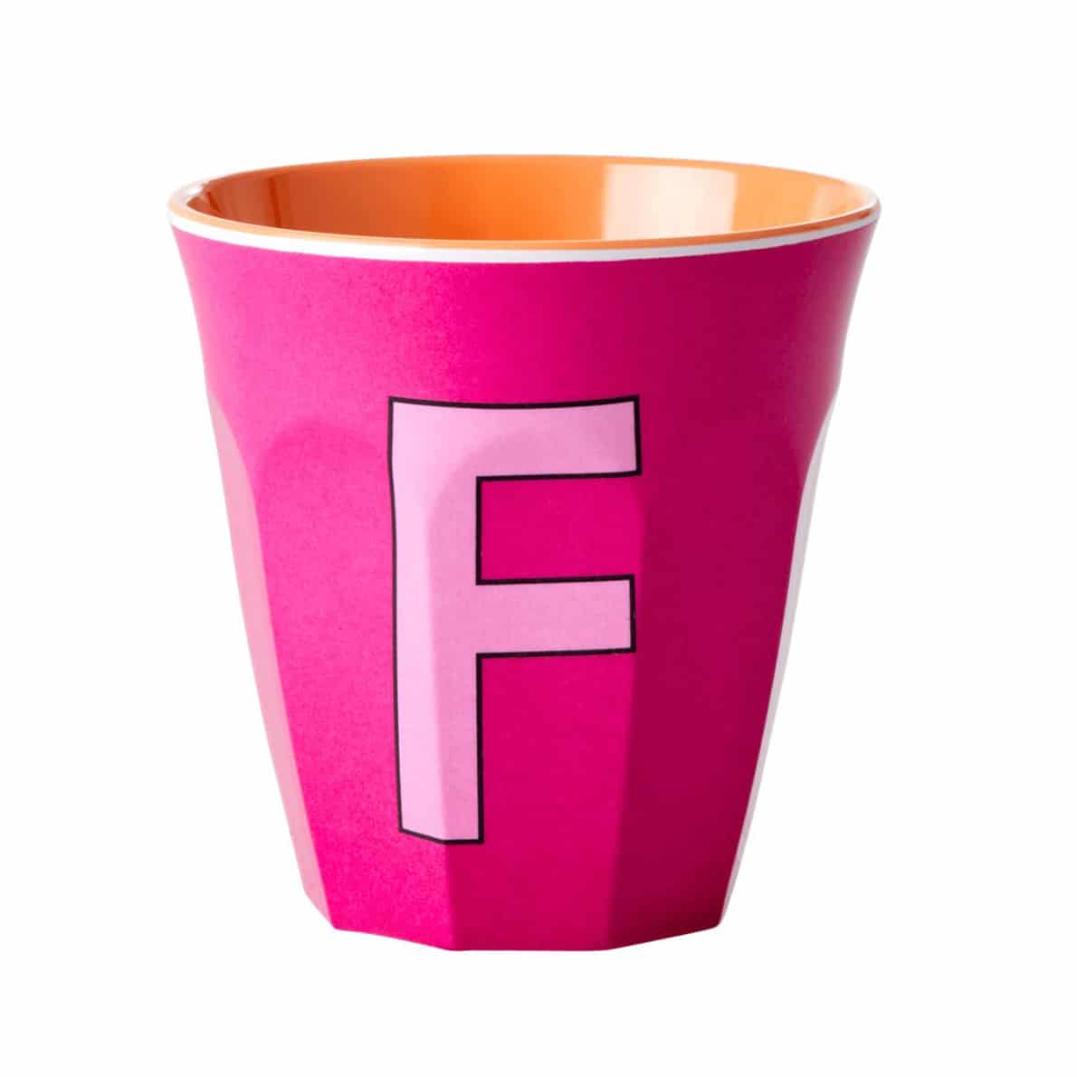 Rice Medium Melamin Becher Alphabet Rosatöne F