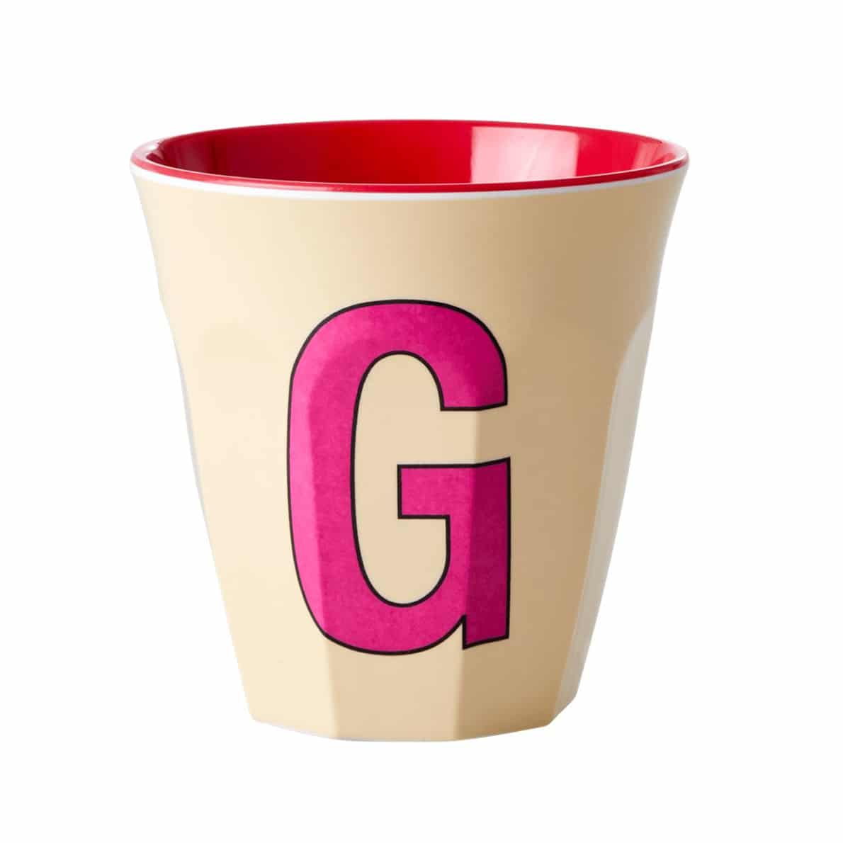 Rice Medium Melamin Becher Alphabet Rosatöne G
