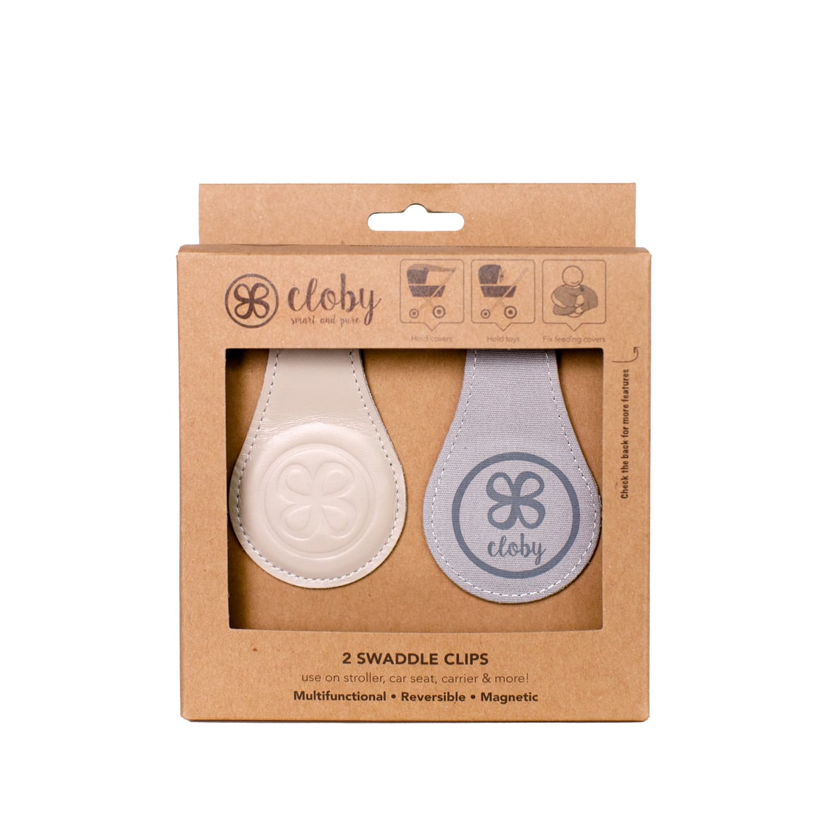 Cloby Magnet-Clips, 2er Set - Leder beige