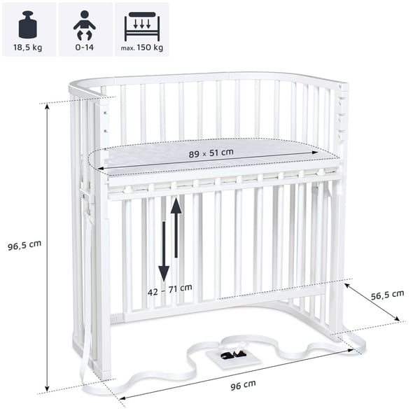 Capottina Babybay In Cotone Biologico Con Fiocco - Stelle Grigio Chiaro/Bianco - Adatta Per Original, Maxi, Boxspring, Comfort, Midi
