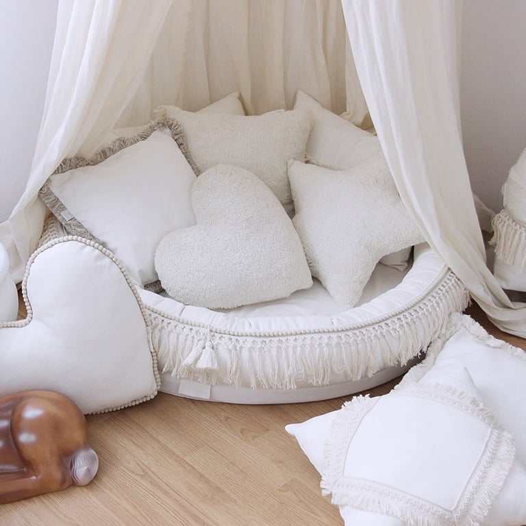 Cotton & Sweets Boho Bubble heart pillow Vanilla 1