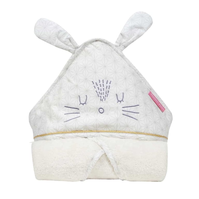 Little Crevette Babybadetuch mit Kapuze Hase Pompom, Frottee