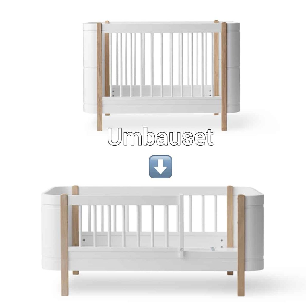 Oliver Furniture Mini+ Umbauset Babybett zum Juniorbett (Mini+ basic) weiß/eiche