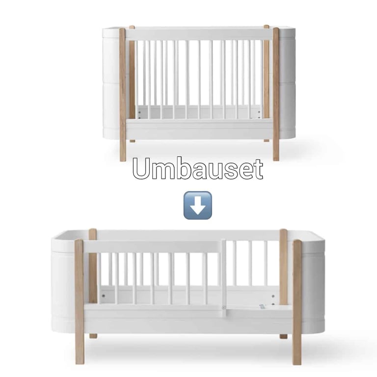 Oliver Furniture Mini+ Umbauset Babybett zum Juniorbett (Mini+ basic) weiß/eiche