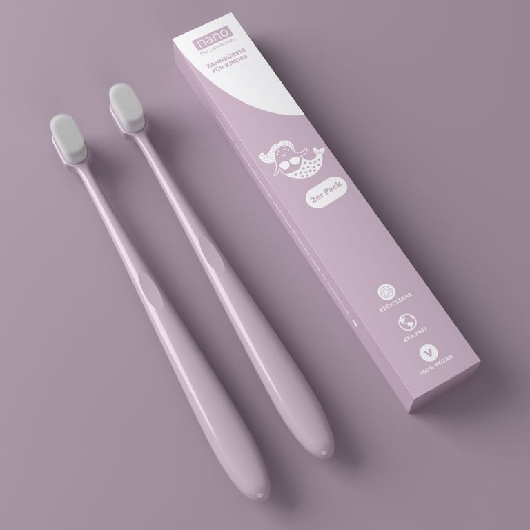 Nano Kinderzahnbürste (2er-Pack) altrosa