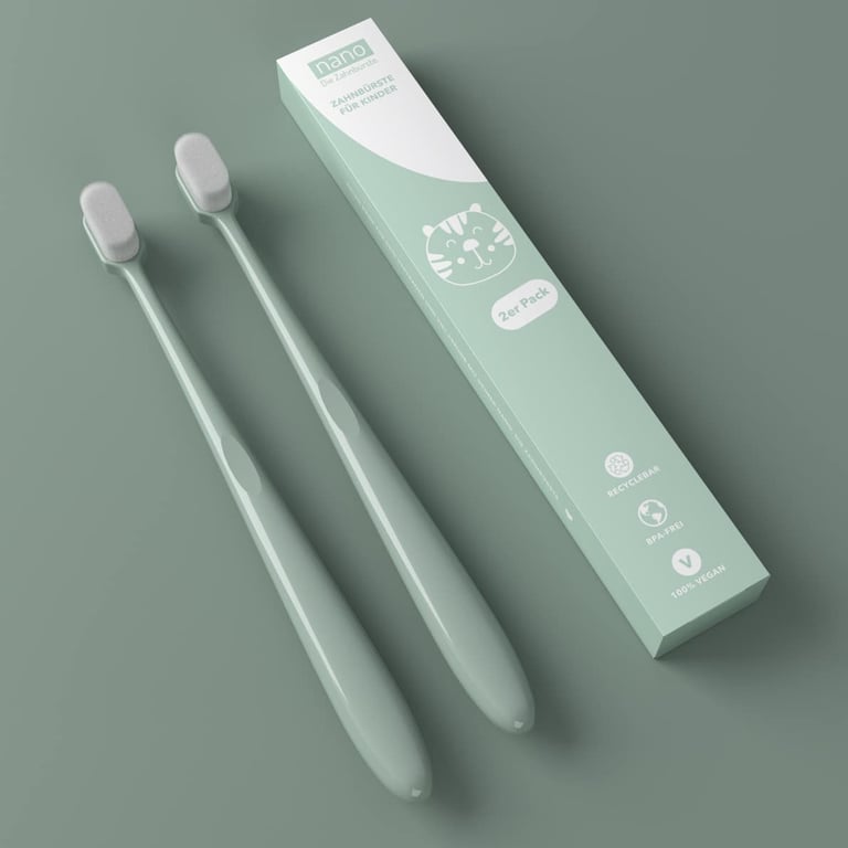 Nano Kinderzahnbürste (2er-Pack) minzgrün