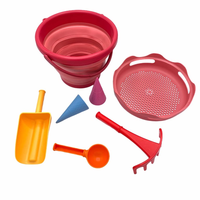 Schildkröt 7in1 Sand Toys Falteimer Set rot