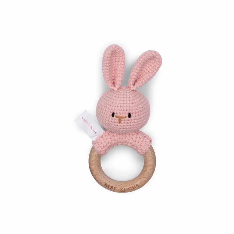 Baby Kochs Exklusiv Beißring Rabbit pastell pink