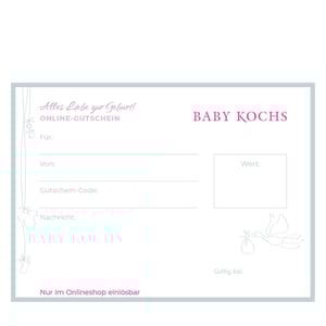 Onlinegutschein zum Selbst-Ausdrucken Geburt