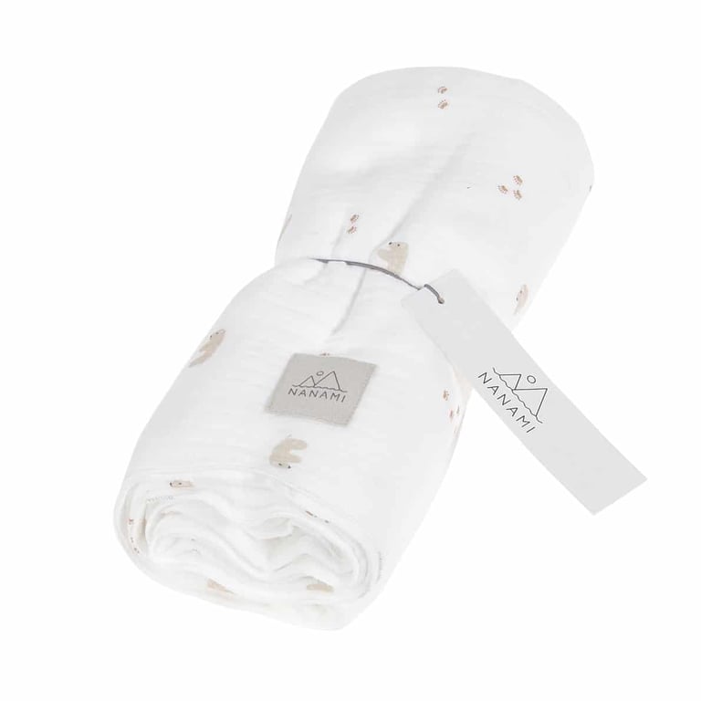 Nanami Musslin Swaddle Eisbär, off-white