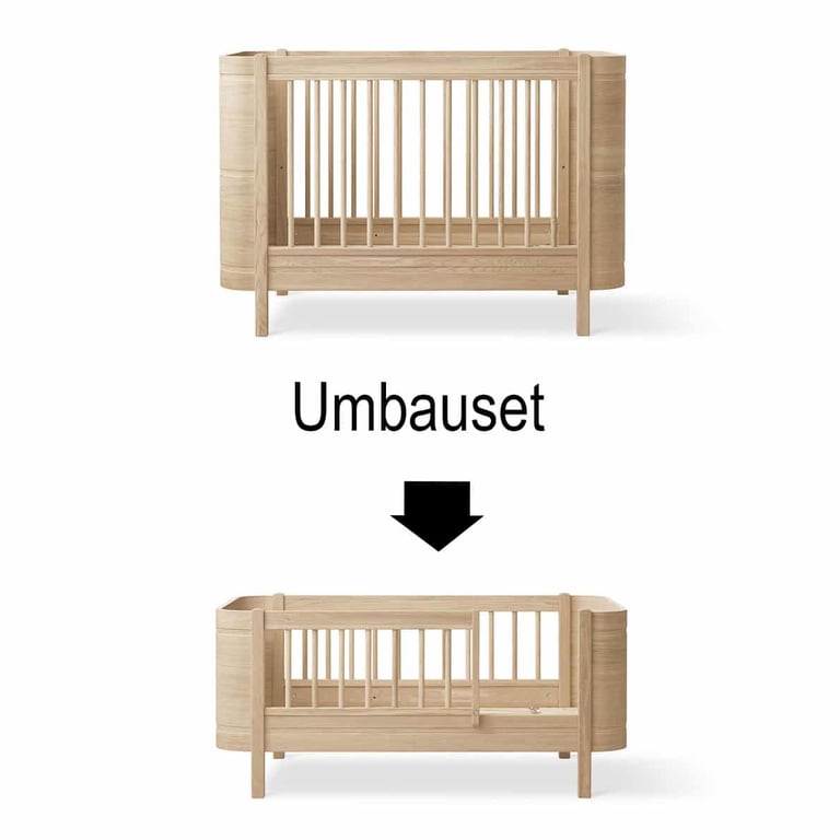 OLIVER FURNITURE MINI+ UMBAUSET BABYBETT ZUM JUNIORBETT (MINI+ BASIC) eiche