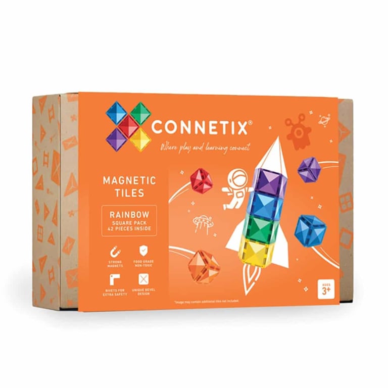 Connetix Magnet-Bausteine Rainbow Square, 42-teilig